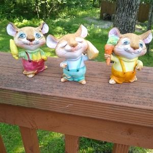 Vintage Homco Mice Figurines #5601 1980s Set of 3